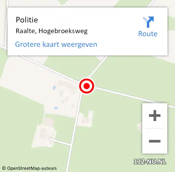 Locatie op kaart van de 112 melding: Politie Raalte, Hogebroeksweg op 22 februari 2020 10:36