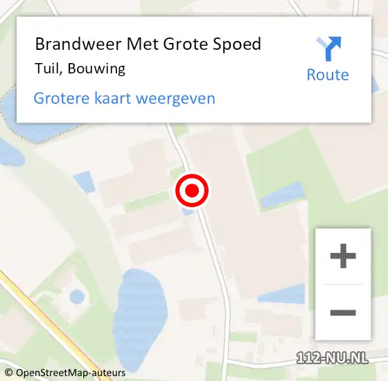 Locatie op kaart van de 112 melding: Brandweer Met Grote Spoed Naar Tuil, Bouwing op 22 februari 2020 11:01