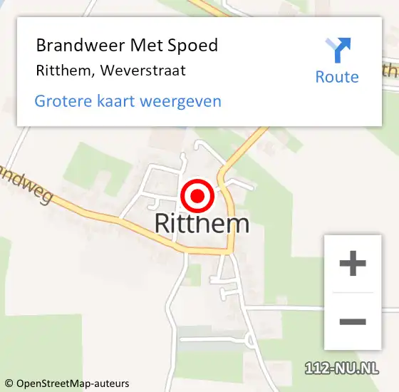 Locatie op kaart van de 112 melding: Brandweer Met Spoed Naar Ritthem, Weverstraat op 22 februari 2020 11:41