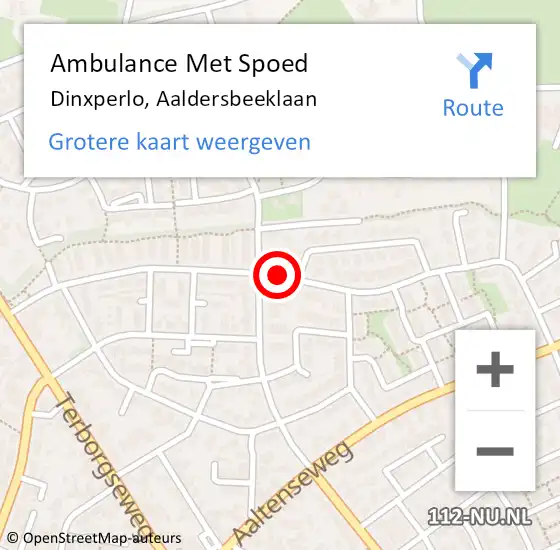 Locatie op kaart van de 112 melding: Ambulance Met Spoed Naar Dinxperlo, Aaldersbeeklaan op 22 februari 2020 12:49