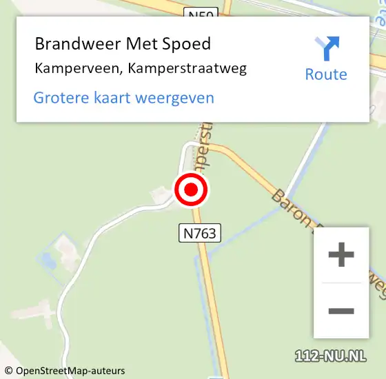 Locatie op kaart van de 112 melding: Brandweer Met Spoed Naar Kamperveen, Kamperstraatweg op 22 februari 2020 13:30