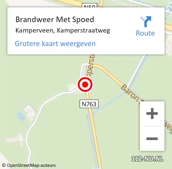 Locatie op kaart van de 112 melding: Brandweer Met Spoed Naar Kamperveen, Kamperstraatweg op 22 februari 2020 13:47