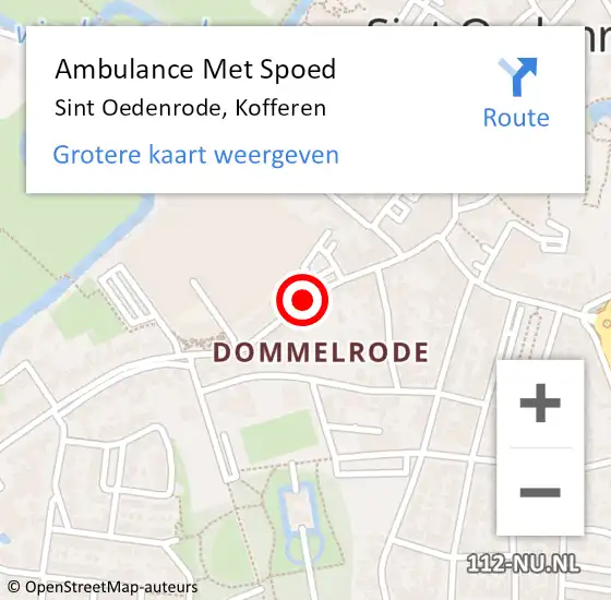 Locatie op kaart van de 112 melding: Ambulance Met Spoed Naar Sint Oedenrode, Kofferen op 22 februari 2020 13:55