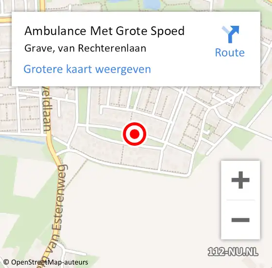 Locatie op kaart van de 112 melding: Ambulance Met Grote Spoed Naar Grave, van Rechterenlaan op 22 februari 2020 15:18