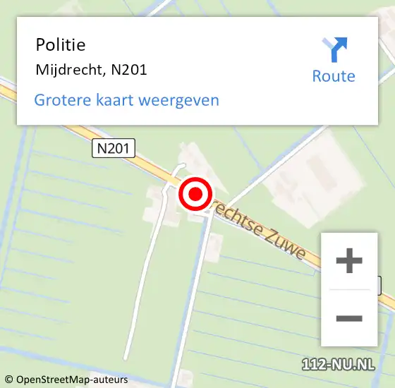 Locatie op kaart van de 112 melding: Politie Mijdrecht, N201 op 22 februari 2020 15:31