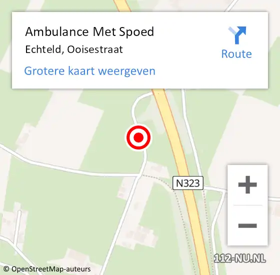 Locatie op kaart van de 112 melding: Ambulance Met Spoed Naar Echteld, Ooisestraat op 22 februari 2020 15:43