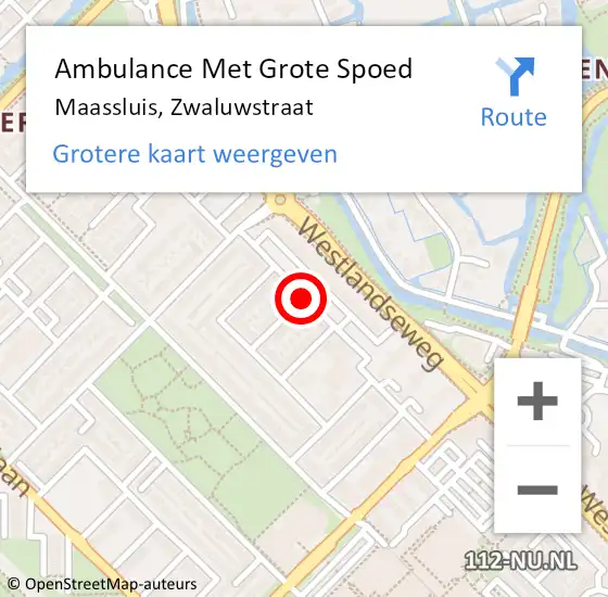 Locatie op kaart van de 112 melding: Ambulance Met Grote Spoed Naar Maassluis, Zwaluwstraat op 22 februari 2020 16:16
