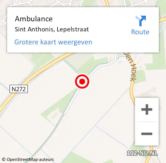 Locatie op kaart van de 112 melding: Ambulance Sint Anthonis, Lepelstraat op 22 februari 2020 16:34