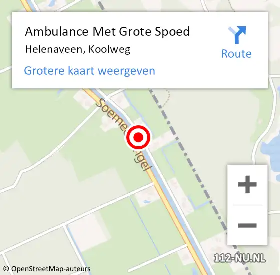 Locatie op kaart van de 112 melding: Ambulance Met Grote Spoed Naar Helenaveen, Koolweg op 22 februari 2020 17:20