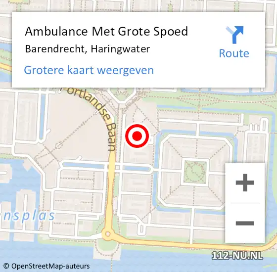 Locatie op kaart van de 112 melding: Ambulance Met Grote Spoed Naar Barendrecht, Haringwater op 22 februari 2020 18:21