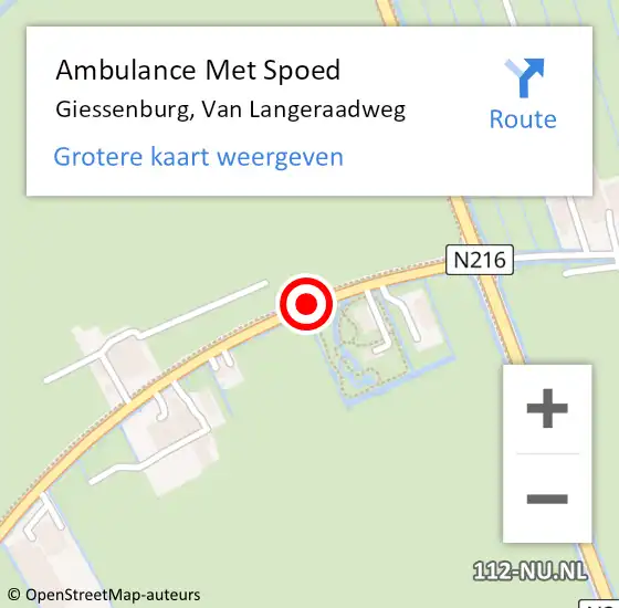 Locatie op kaart van de 112 melding: Ambulance Met Spoed Naar Giessenburg, A M A van Langeraadweg op 22 februari 2020 18:23