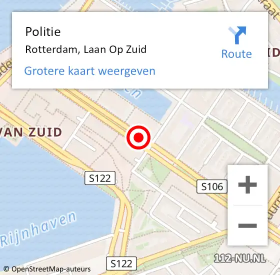 Locatie op kaart van de 112 melding: Politie Rotterdam, Laan Op Zuid op 22 februari 2020 18:43