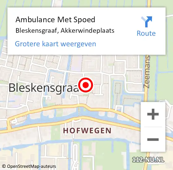 Locatie op kaart van de 112 melding: Ambulance Met Spoed Naar Bleskensgraaf, Akkerwindeplaats op 22 februari 2020 19:01