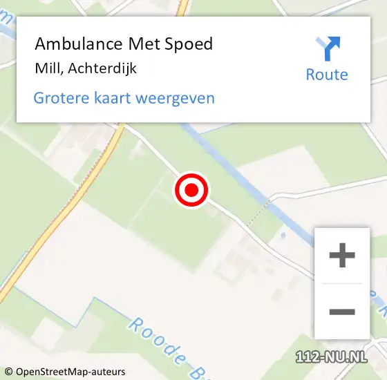 Locatie op kaart van de 112 melding: Ambulance Met Spoed Naar Mill, Achterdijk op 22 februari 2020 19:18