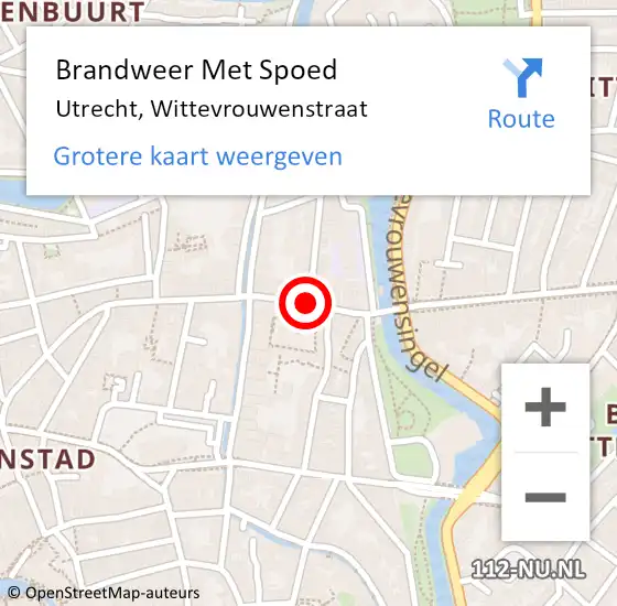 Locatie op kaart van de 112 melding: Brandweer Met Spoed Naar Utrecht, Wittevrouwenstraat op 22 februari 2020 20:46