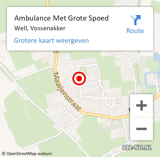 Locatie op kaart van de 112 melding: Ambulance Met Grote Spoed Naar Well, Vossenakker op 22 februari 2020 20:51