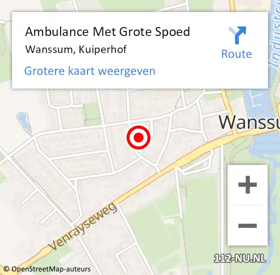Locatie op kaart van de 112 melding: Ambulance Met Grote Spoed Naar Wanssum, Kuiperhof op 22 februari 2020 21:07