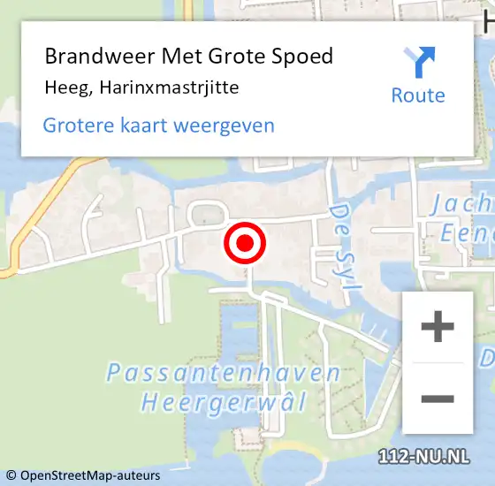 Locatie op kaart van de 112 melding: Brandweer Met Grote Spoed Naar Heeg, Harinxmastrjitte op 22 februari 2020 21:57