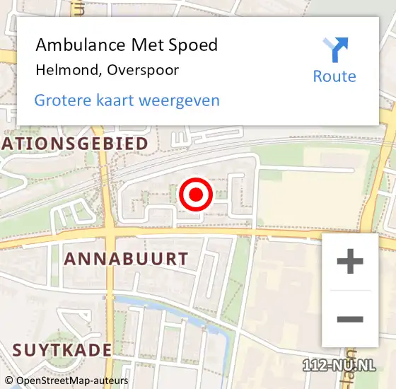 Locatie op kaart van de 112 melding: Ambulance Met Spoed Naar Helmond, Overspoor op 22 februari 2020 22:53