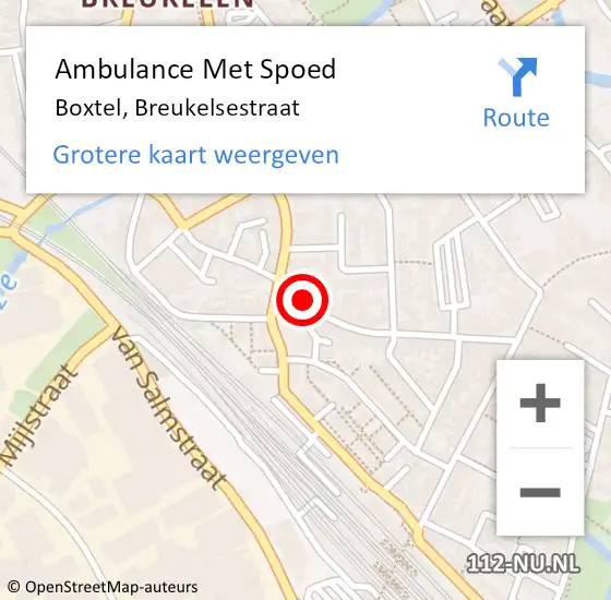 Locatie op kaart van de 112 melding: Ambulance Met Spoed Naar Boxtel, Breukelsestraat op 22 februari 2020 23:05