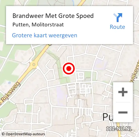 Locatie op kaart van de 112 melding: Brandweer Met Grote Spoed Naar Putten, Molitorstraat op 22 februari 2020 23:58