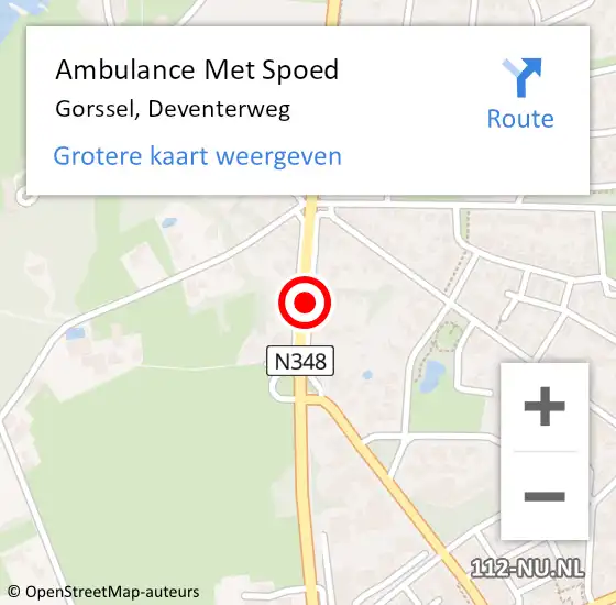 Locatie op kaart van de 112 melding: Ambulance Met Spoed Naar Gorssel, Deventerweg op 23 februari 2020 00:06