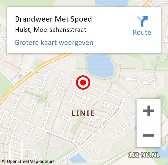 Locatie op kaart van de 112 melding: Brandweer Met Spoed Naar Hulst, Moerschansstraat op 23 februari 2020 00:22