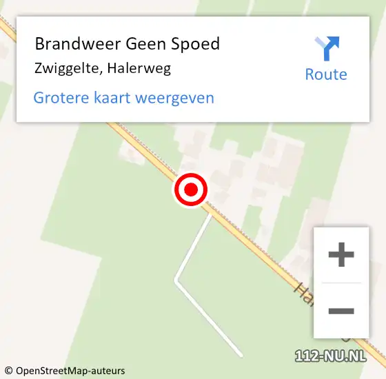 Locatie op kaart van de 112 melding: Brandweer Geen Spoed Naar Zwiggelte, Halerweg op 23 februari 2020 00:37