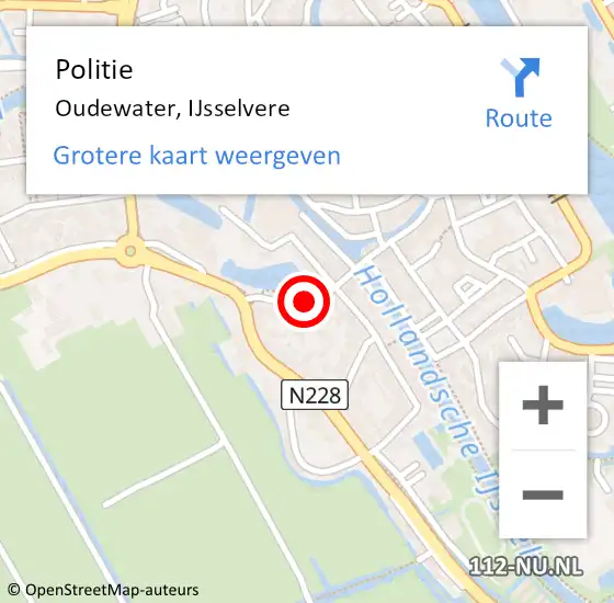 Locatie op kaart van de 112 melding: Politie Oudewater, IJsselvere op 23 februari 2020 00:40