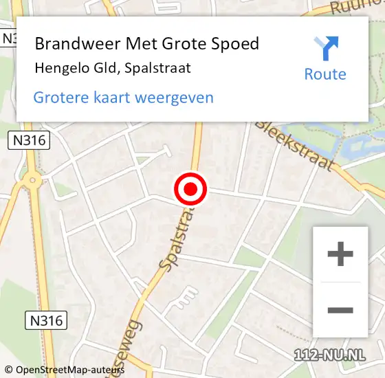 Locatie op kaart van de 112 melding: Brandweer Met Grote Spoed Naar Hengelo Gld, Spalstraat op 23 februari 2020 00:46