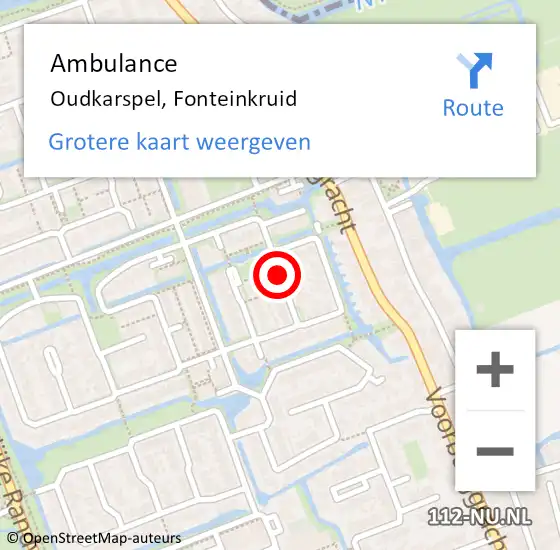 Locatie op kaart van de 112 melding: Ambulance Oudkarspel, Fonteinkruid op 23 februari 2020 02:03