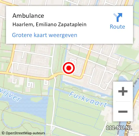 Locatie op kaart van de 112 melding: Ambulance Haarlem, Emiliano Zapataplein op 23 februari 2020 02:44