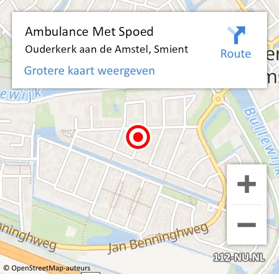 Locatie op kaart van de 112 melding: Ambulance Met Spoed Naar Ouderkerk aan de Amstel, Smient op 23 februari 2020 03:06