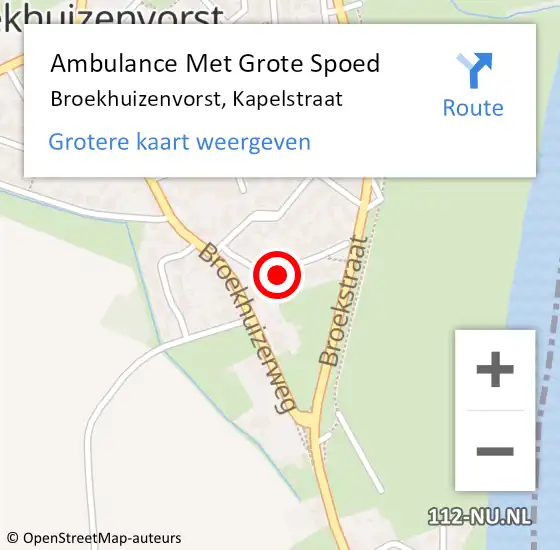 Locatie op kaart van de 112 melding: Ambulance Met Grote Spoed Naar Broekhuizenvorst, Kapelstraat op 29 april 2014 10:54