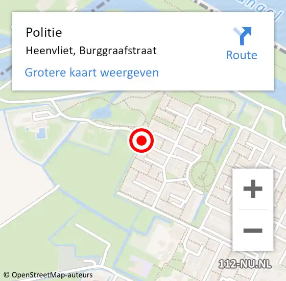 Locatie op kaart van de 112 melding: Politie Heenvliet, Burggraafstraat op 23 februari 2020 05:05