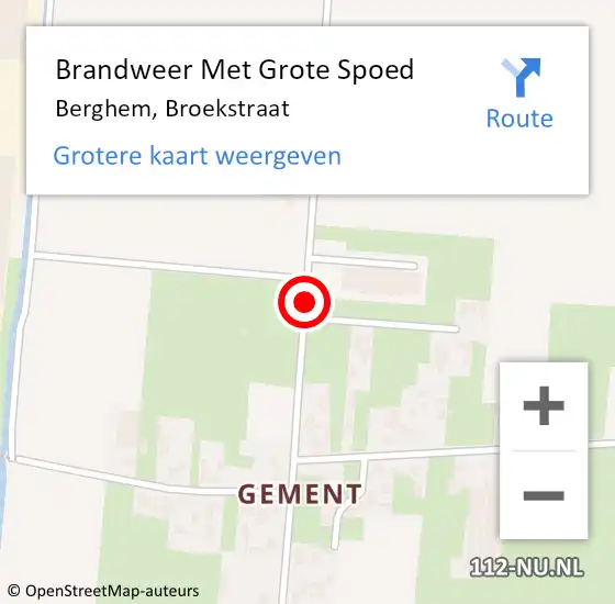 Locatie op kaart van de 112 melding: Brandweer Met Grote Spoed Naar Berghem, Broekstraat op 23 februari 2020 06:47