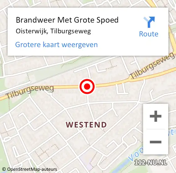 Locatie op kaart van de 112 melding: Brandweer Met Grote Spoed Naar Oisterwijk, Tilburgseweg op 23 februari 2020 06:49