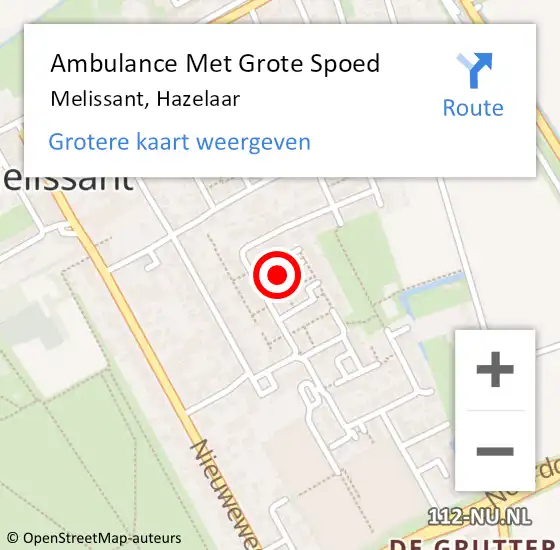 Locatie op kaart van de 112 melding: Ambulance Met Grote Spoed Naar Melissant, Hazelaar op 23 februari 2020 07:51