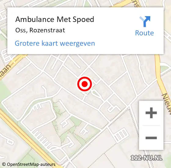 Locatie op kaart van de 112 melding: Ambulance Met Spoed Naar Oss, Rozenstraat op 23 februari 2020 08:05