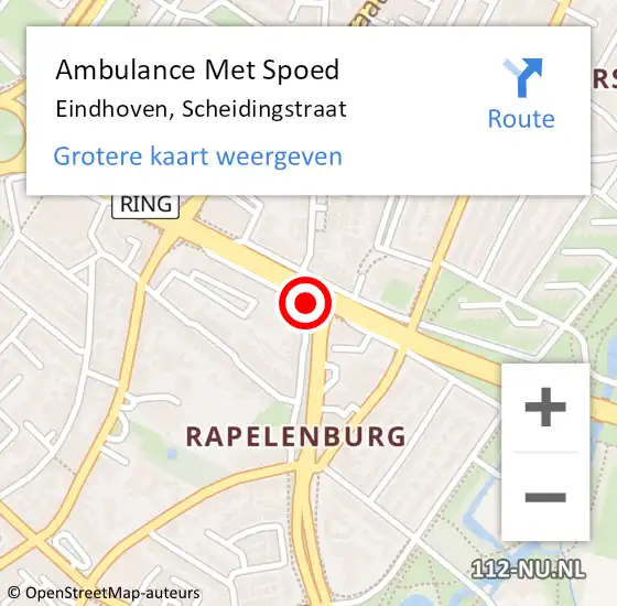 Locatie op kaart van de 112 melding: Ambulance Met Spoed Naar Eindhoven, Scheidingstraat op 23 februari 2020 08:28