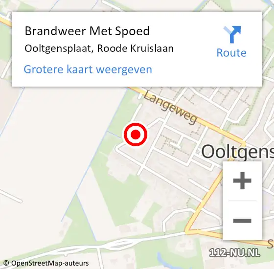 Locatie op kaart van de 112 melding: Brandweer Met Spoed Naar Ooltgensplaat, Roode Kruislaan op 23 februari 2020 10:05