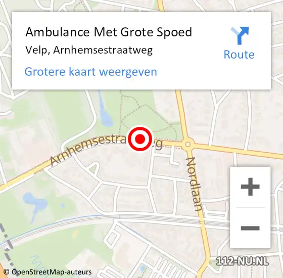 Locatie op kaart van de 112 melding: Ambulance Met Grote Spoed Naar Velp, Arnhemsestraatweg op 23 februari 2020 10:28