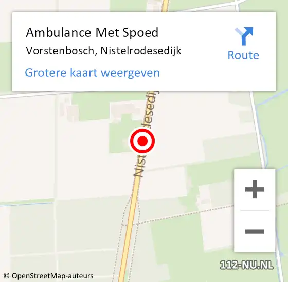 Locatie op kaart van de 112 melding: Ambulance Met Spoed Naar Vorstenbosch, Nistelrodesedijk op 23 februari 2020 10:39