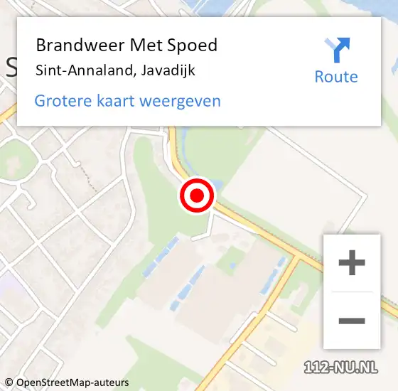 Locatie op kaart van de 112 melding: Brandweer Met Spoed Naar Sint-Annaland, Javadijk op 23 februari 2020 10:46