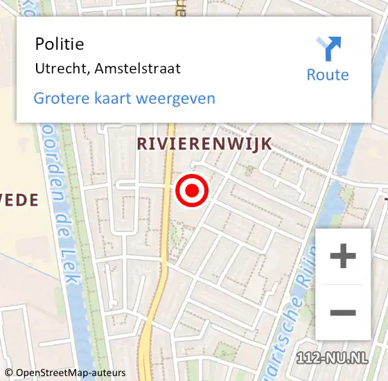 Locatie op kaart van de 112 melding: Politie Utrecht, Amstelstraat op 23 februari 2020 10:46