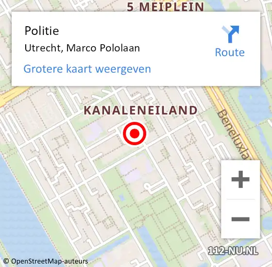 Locatie op kaart van de 112 melding: Politie Utrecht, Marco Pololaan op 23 februari 2020 10:50