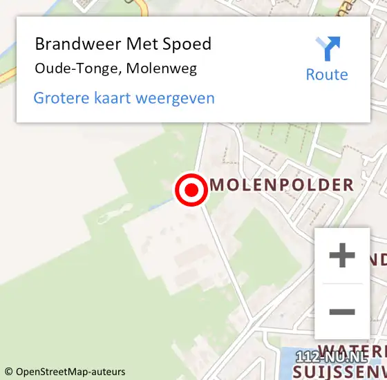 Locatie op kaart van de 112 melding: Brandweer Met Spoed Naar Oude-Tonge, Molenweg op 23 februari 2020 11:01