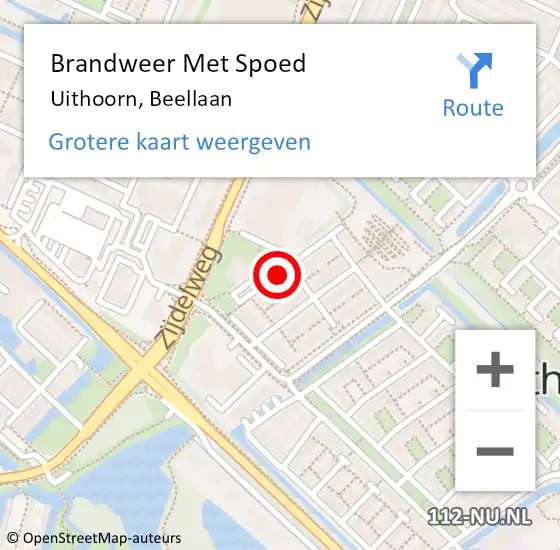 Locatie op kaart van de 112 melding: Brandweer Met Spoed Naar Uithoorn, Beellaan op 23 februari 2020 11:02