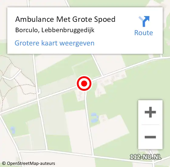 Locatie op kaart van de 112 melding: Ambulance Met Grote Spoed Naar Borculo, Lebbenbruggedijk op 23 februari 2020 11:13