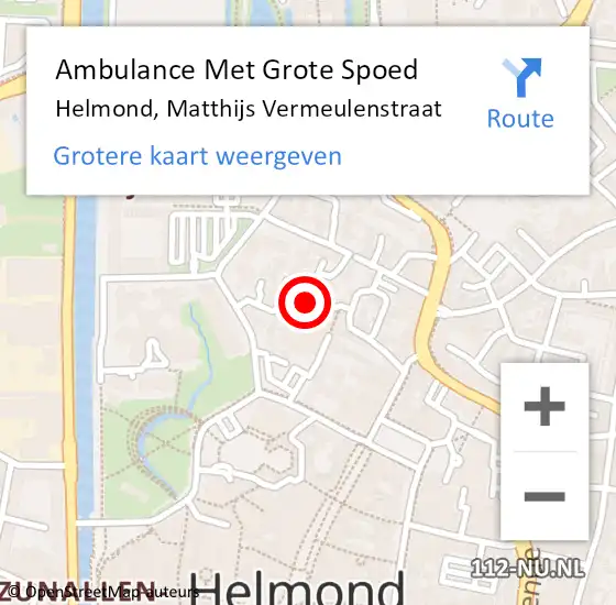 Locatie op kaart van de 112 melding: Ambulance Met Grote Spoed Naar Helmond, Matthijs Vermeulenstraat op 23 februari 2020 11:36